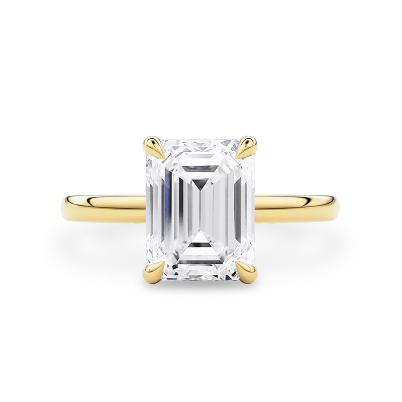 Chloe Emerald Cut Hidden Halo Engagement Ring, High Set