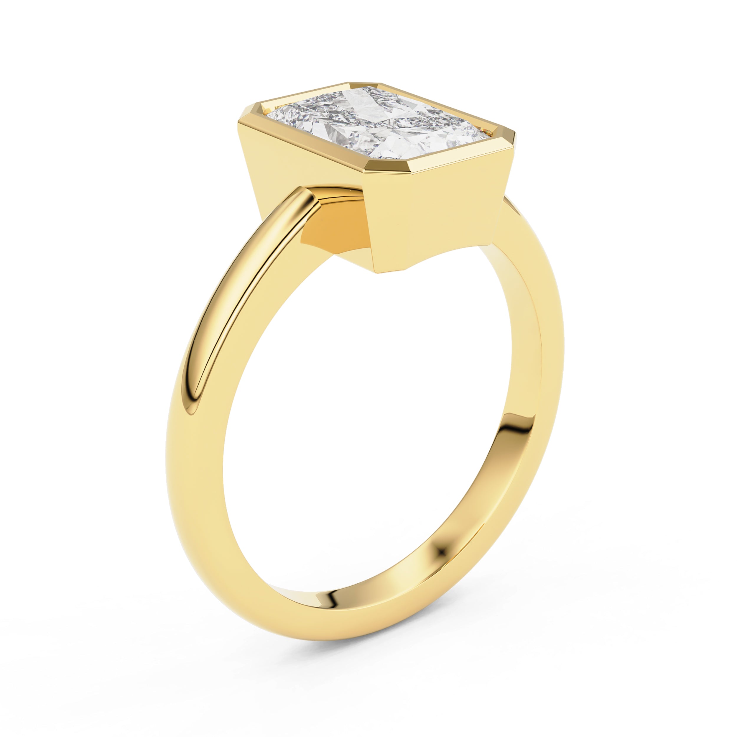 Carmen Radiant Full Bezel Engagement Ring, Moissanite/Lab Diamond