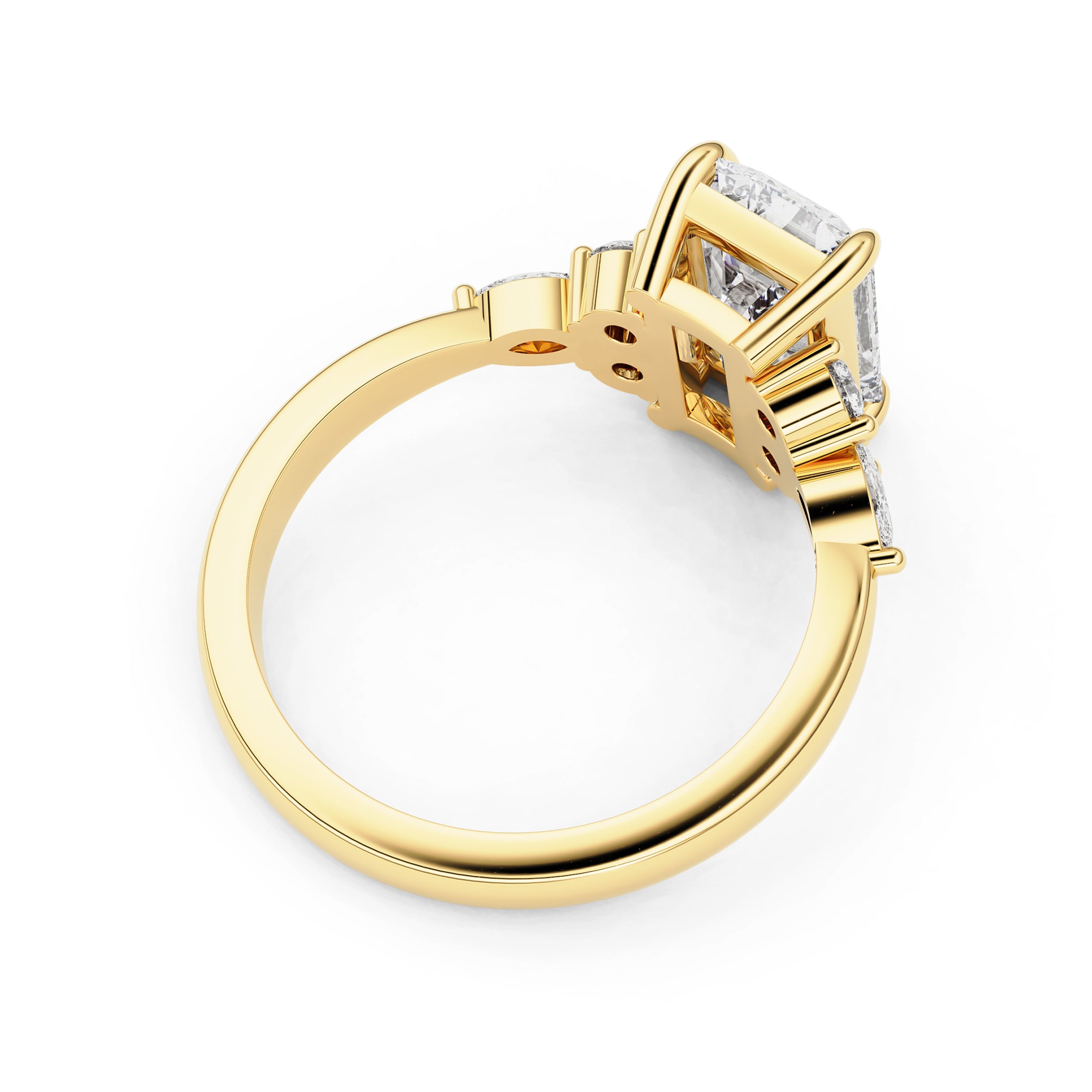 Elodie Emerald Marquise Cluster Engagement Ring, Moissanite/Lab Grown Diamond