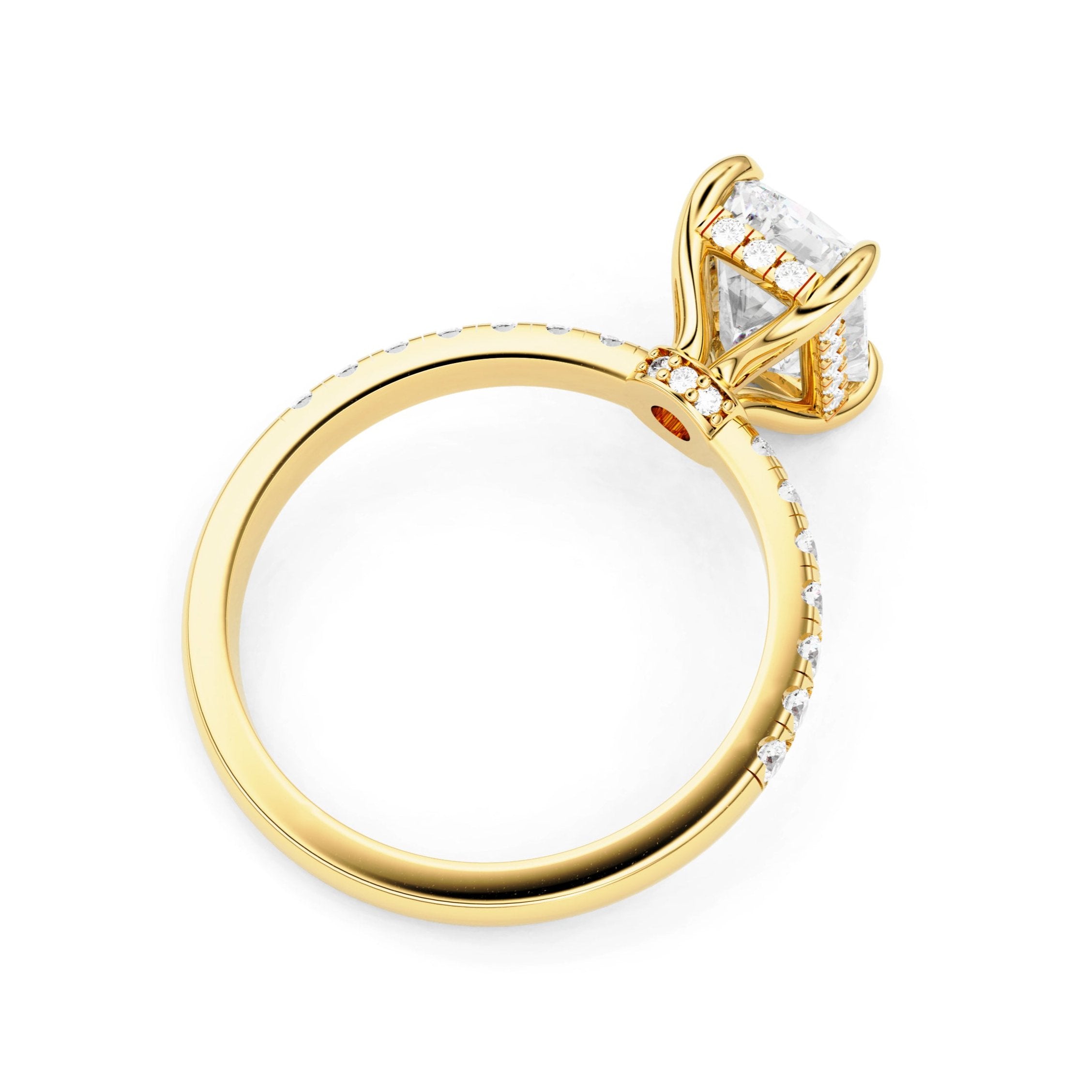 Lily Emerald Double Hidden Halo Engagement Ring, Moissanite/Lab Grown Diamond