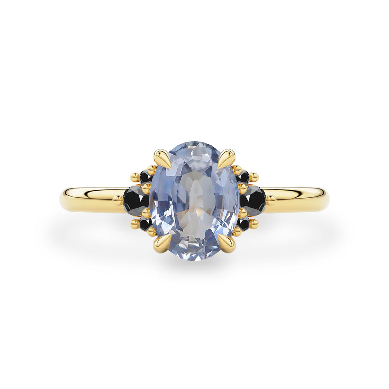 Banff Oval Solitaire Engagement Ring, Blue Sapphire & Black Diamond