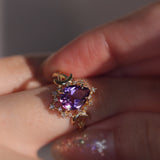 Alice Star & Moon Magic Engagement Ring, Pear Cut Amethyst