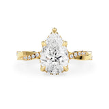 Julia Pear Hidden Halo Twist Band Engagement Ring, High Set