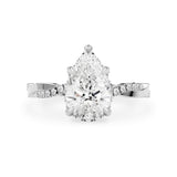 Julia Pear Hidden Halo Twist Band Engagement Ring, High Set