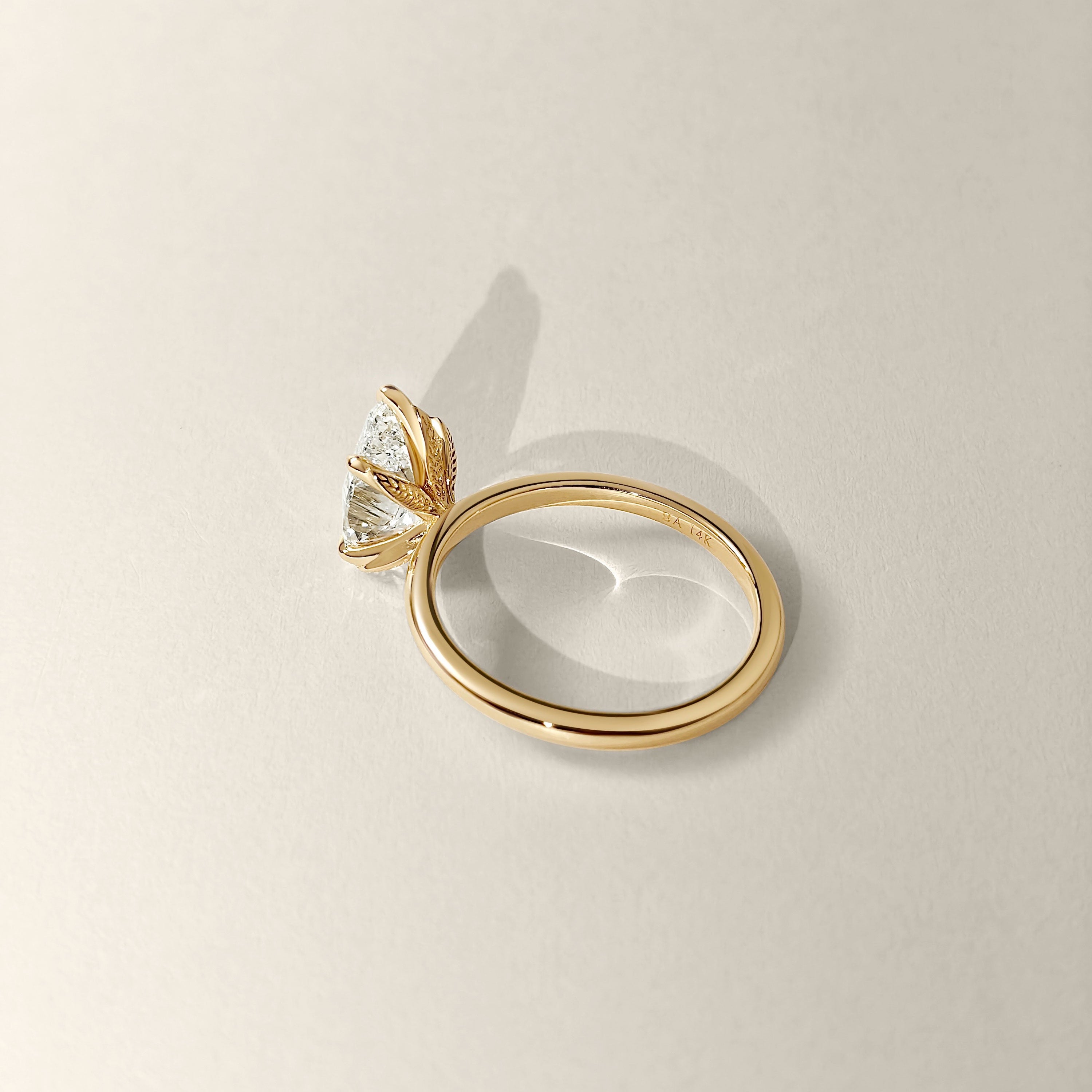 Bespoke #9184 - Custom Brooke Leaf Prong Solitaire Engagement Ring