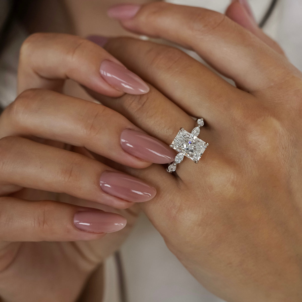 share prong marquise diamond band engagement ring