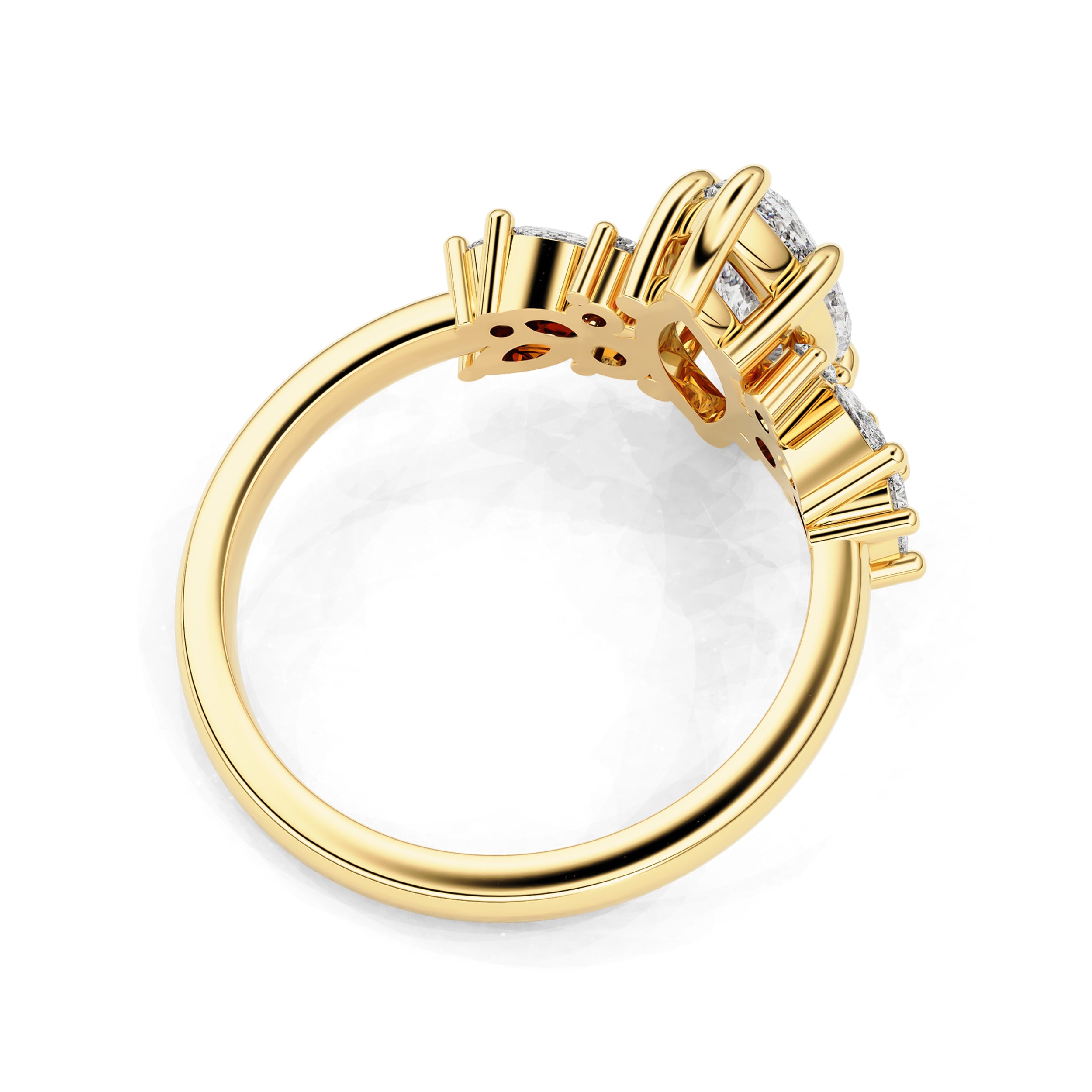 Marquise Anna's Dream Cluster Engagement Ring, Moissanite/Lab Diamond