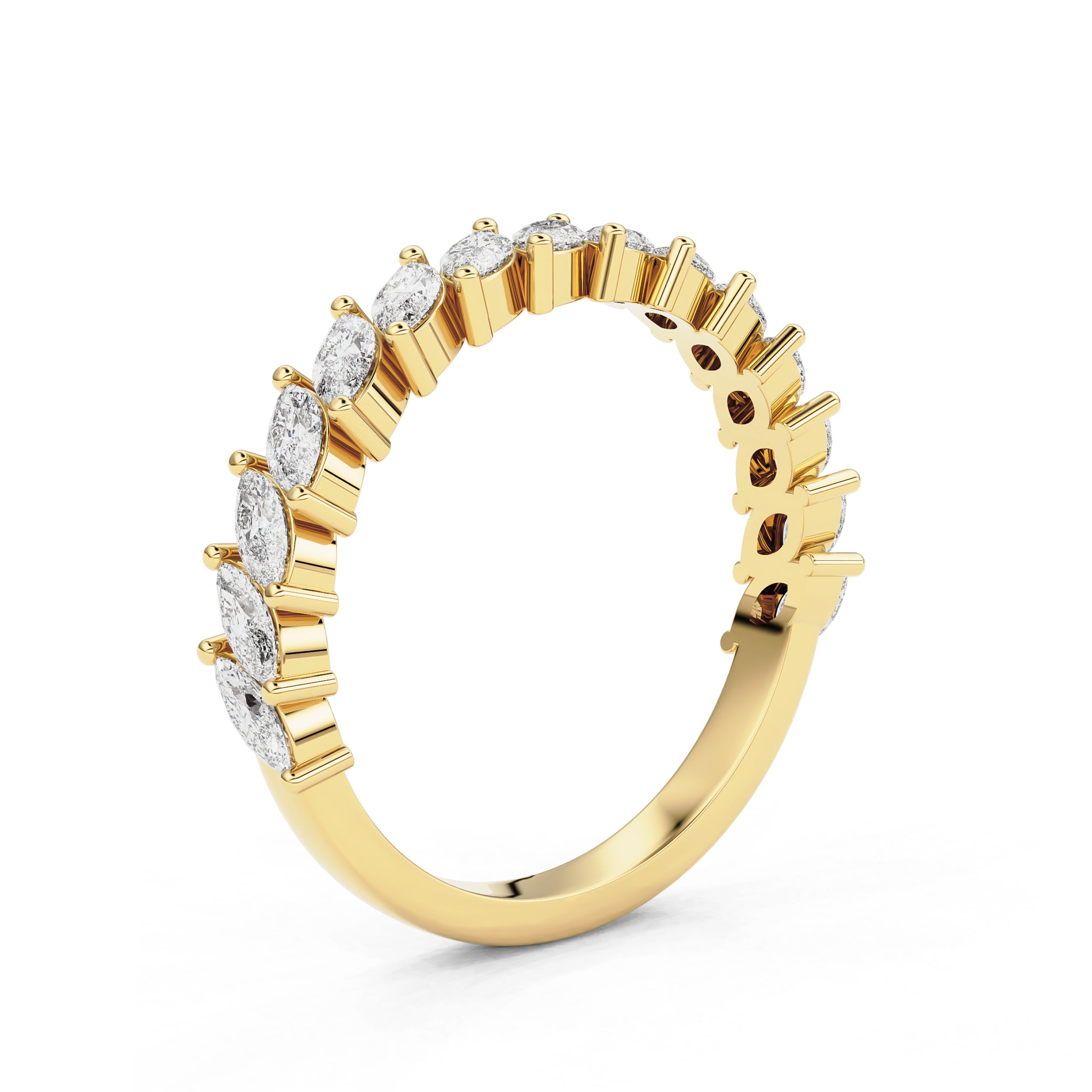 Bellisa Slanted Marquise Lab Diamond Half Eternity Wedding Band