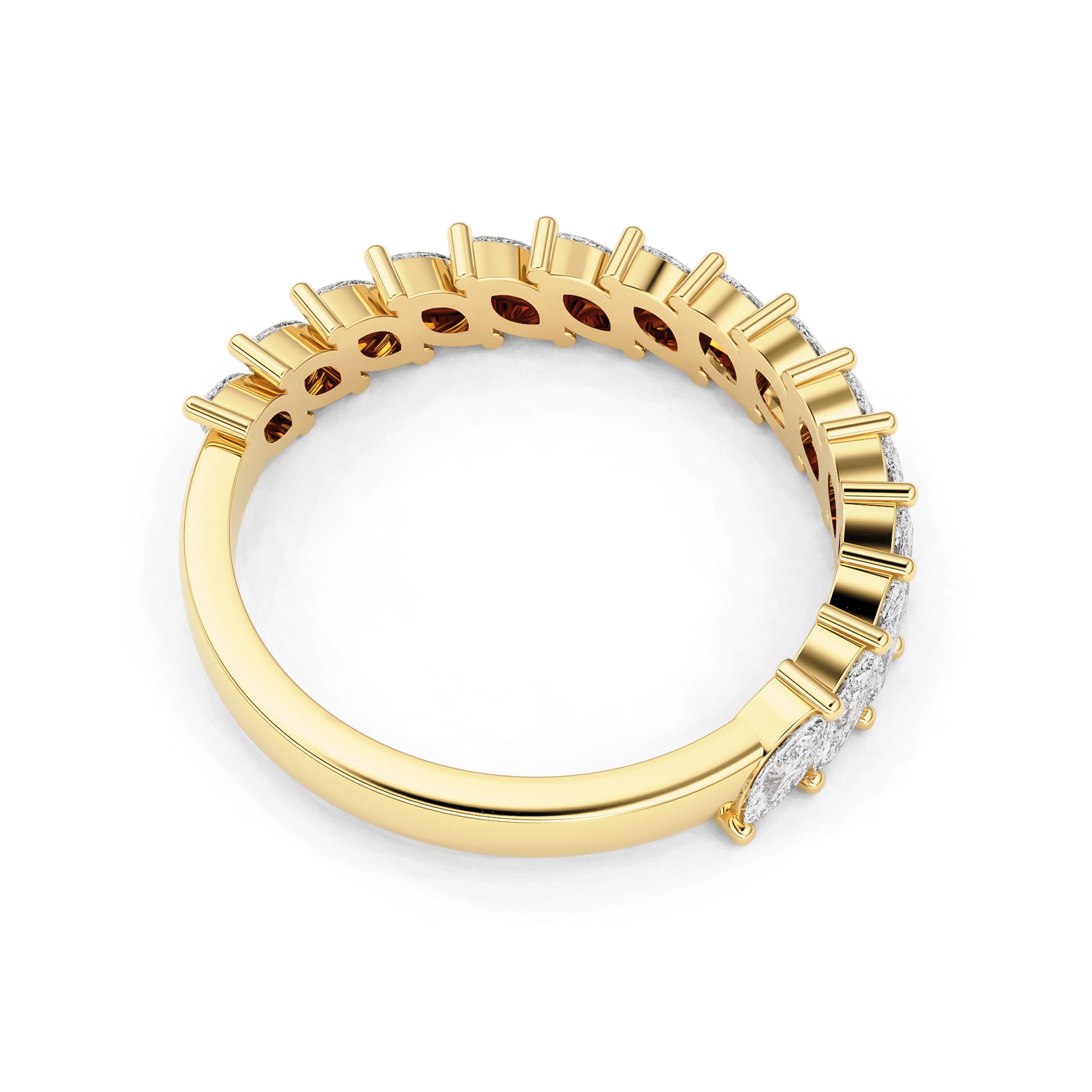Bellisa Slanted Marquise Lab Diamond Half Eternity Wedding Band