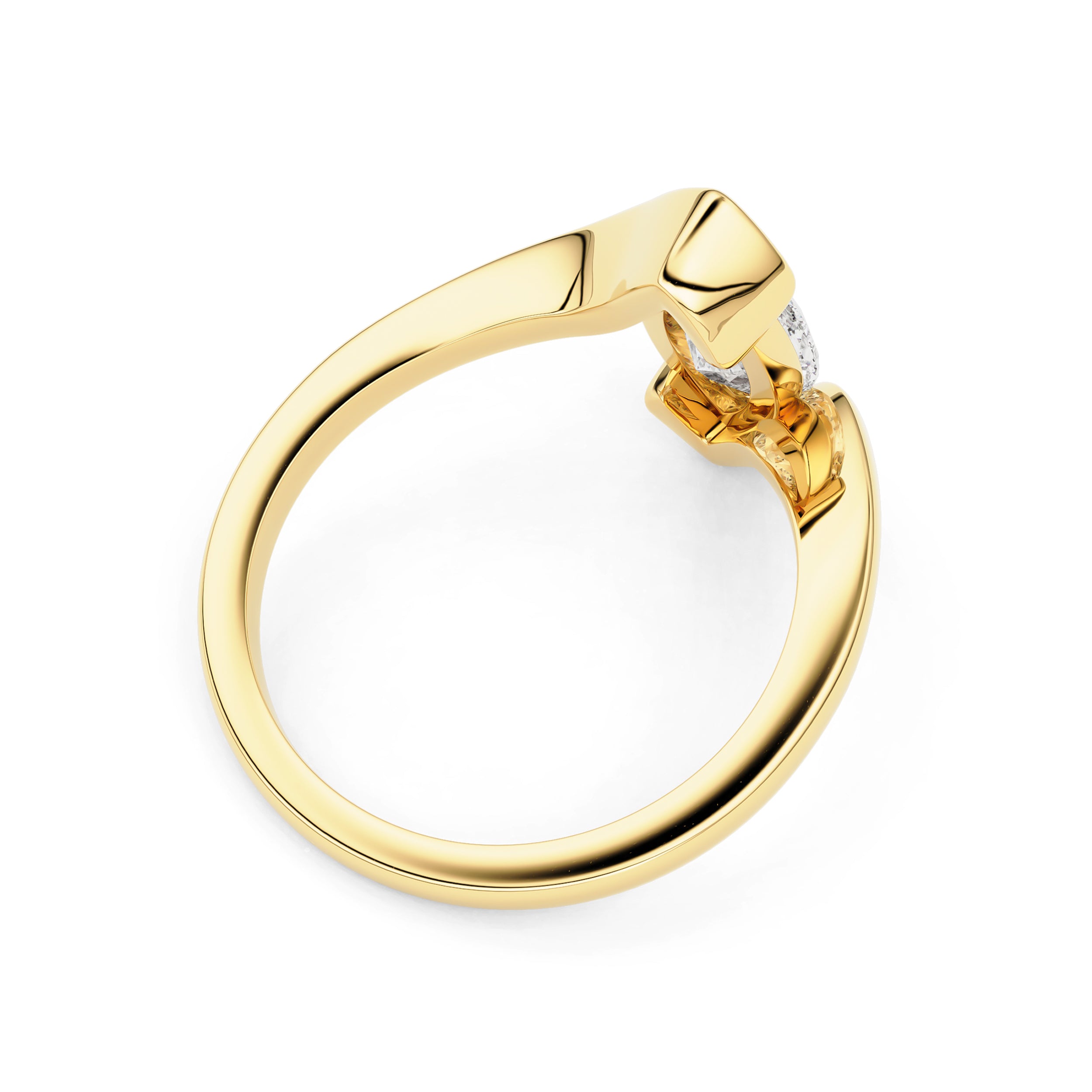 Selene Marquise Half Bezel Bypass Engagement Ring, Moissanite/Lab Diamond