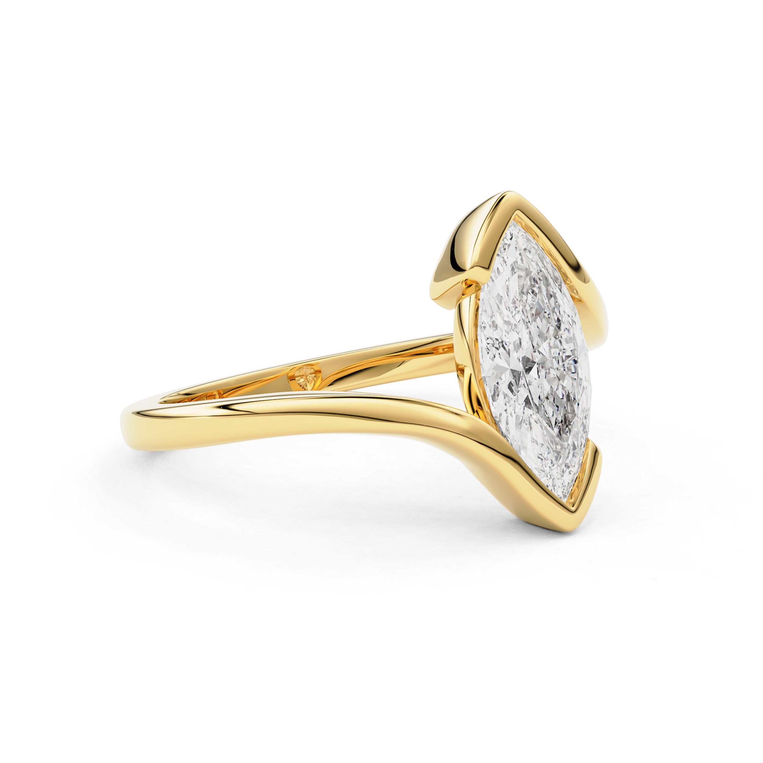 Selene Marquise Half Bezel Bypass Engagement Ring, Moissanite/Lab Diamond