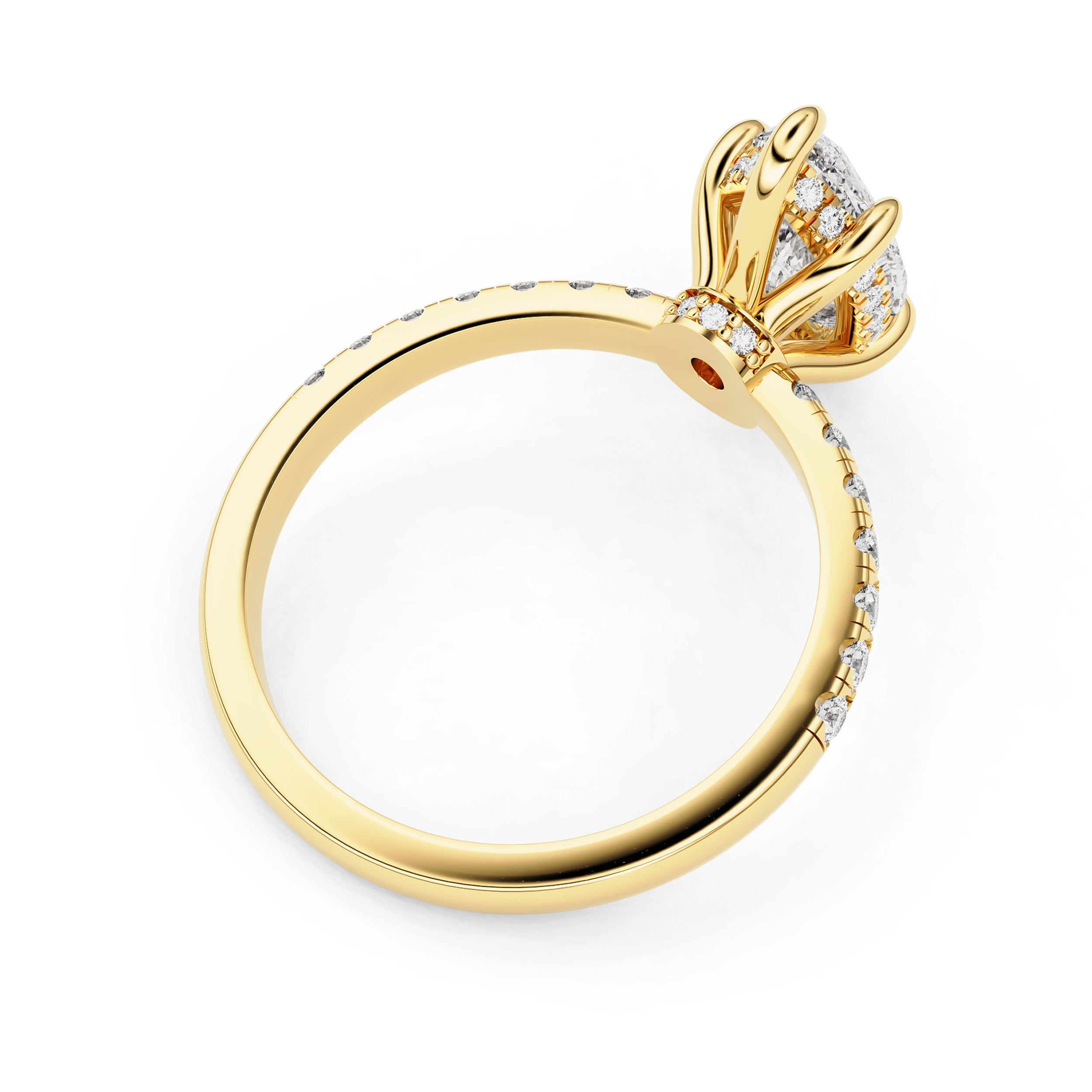 Lily Marquise Double Hidden Halo Engagement Ring, Moissanite/Lab Grown Diamond