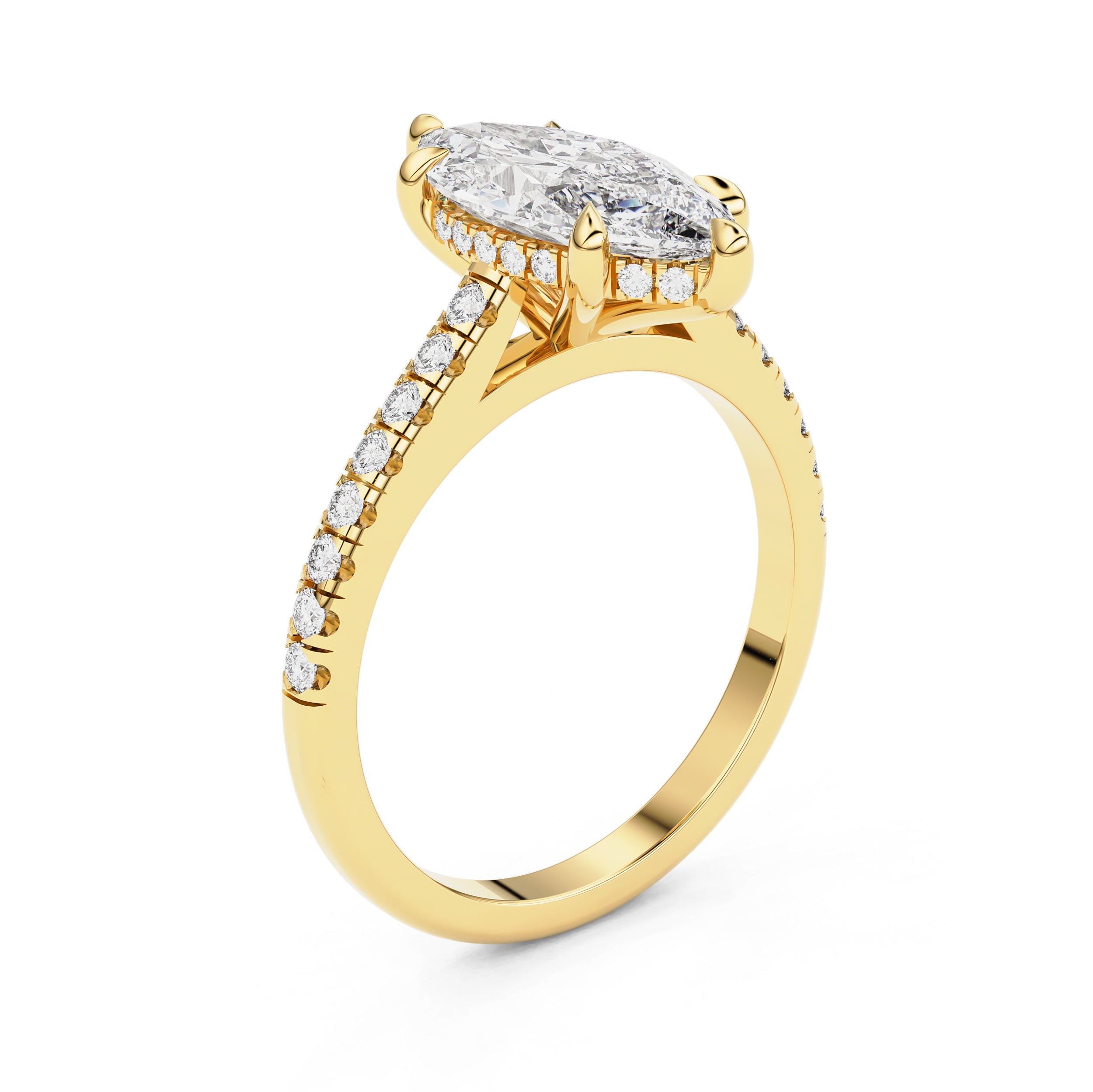 Riley Marquise Hidden Halo Engagement Ring, Moissanite/Lab Grown Diamond