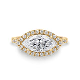 Venus Marquise Halo Cathedral Engagement Ring, Moissanite/Lab Diamond