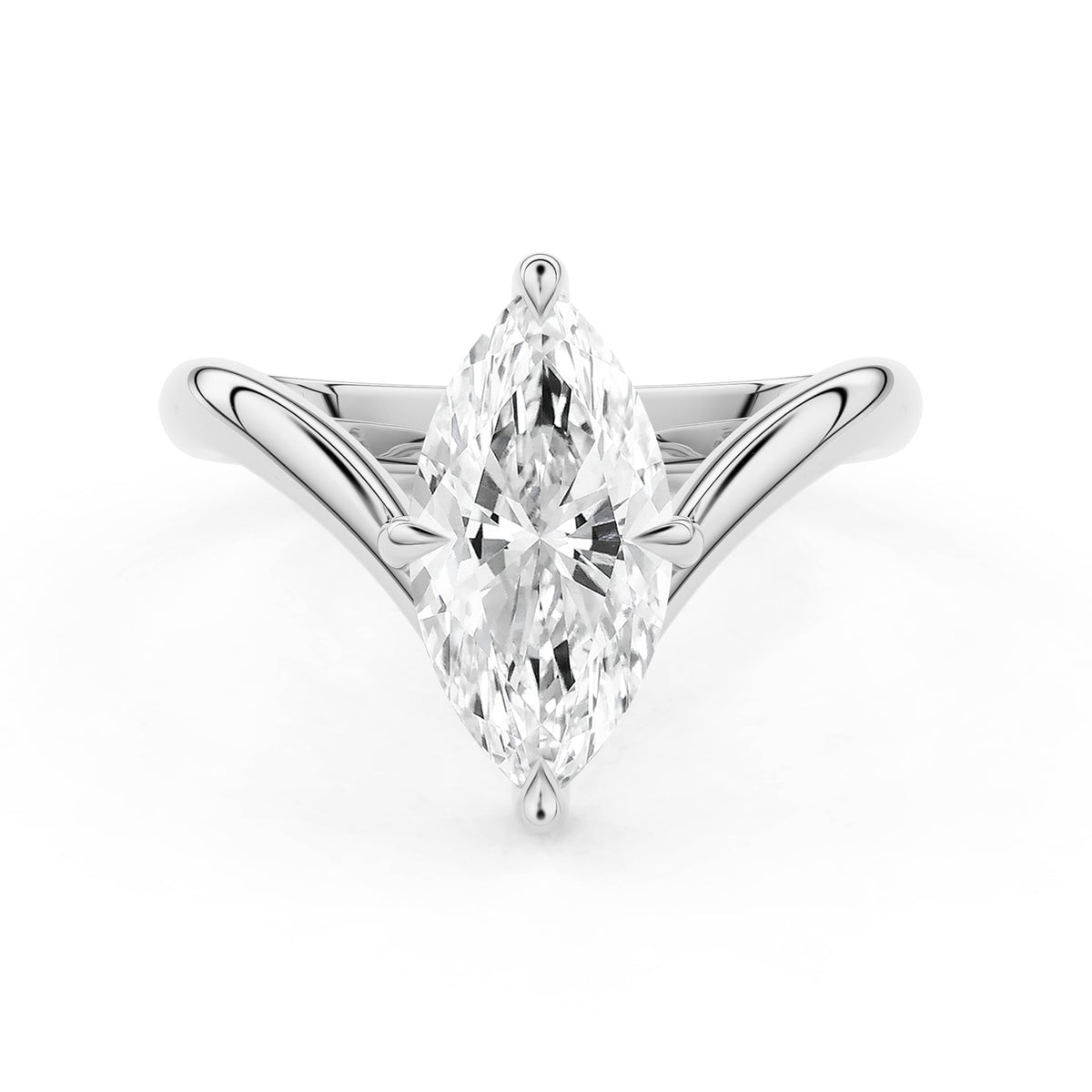 Vela Marquise Offset V-Band Solitaire Engagement Ring