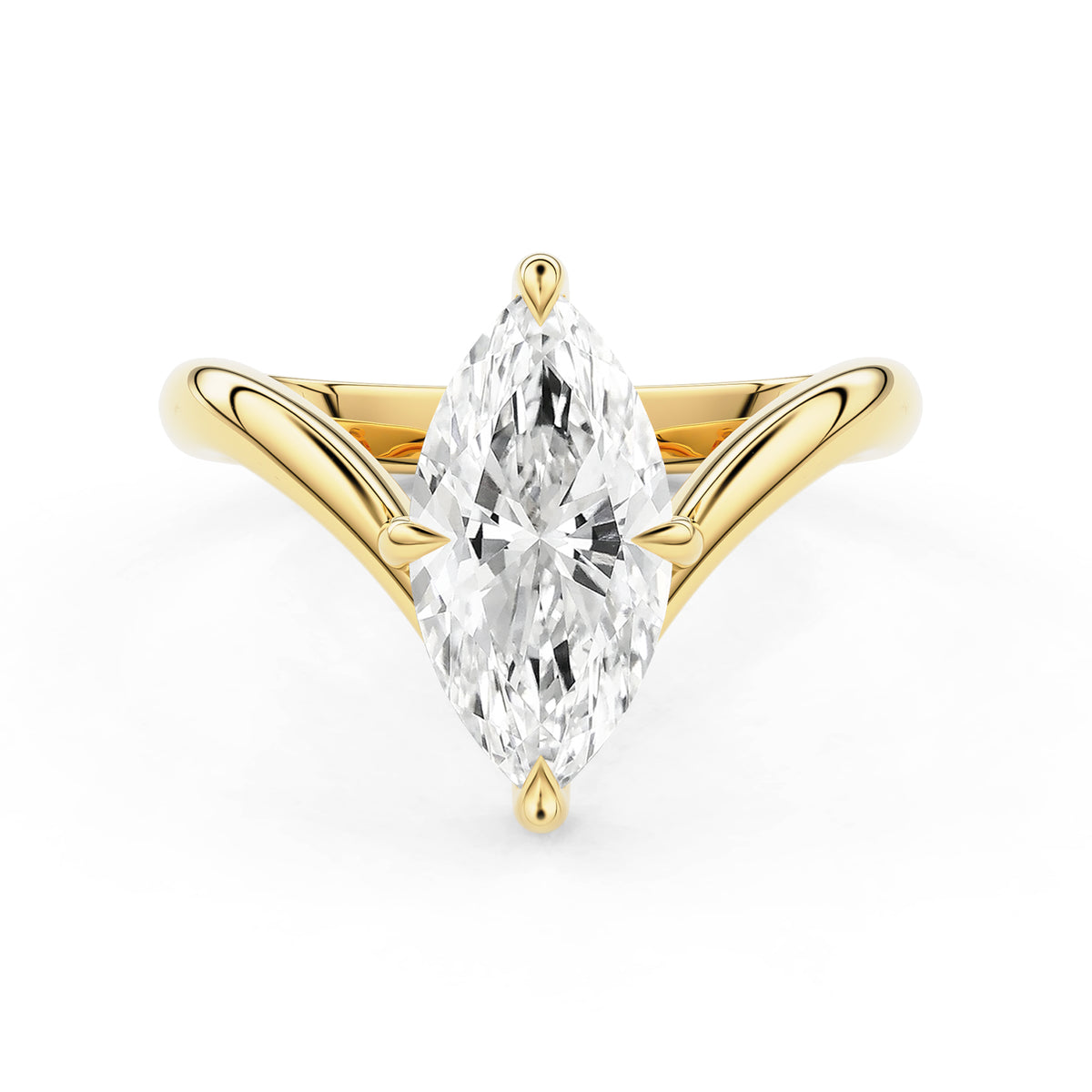 Vela Marquise Offset V-Band Solitaire Engagement Ring