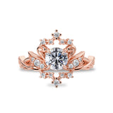 Magical Swan & Celestial Star Halo Engagement Ring, Sapphire/Moissanite