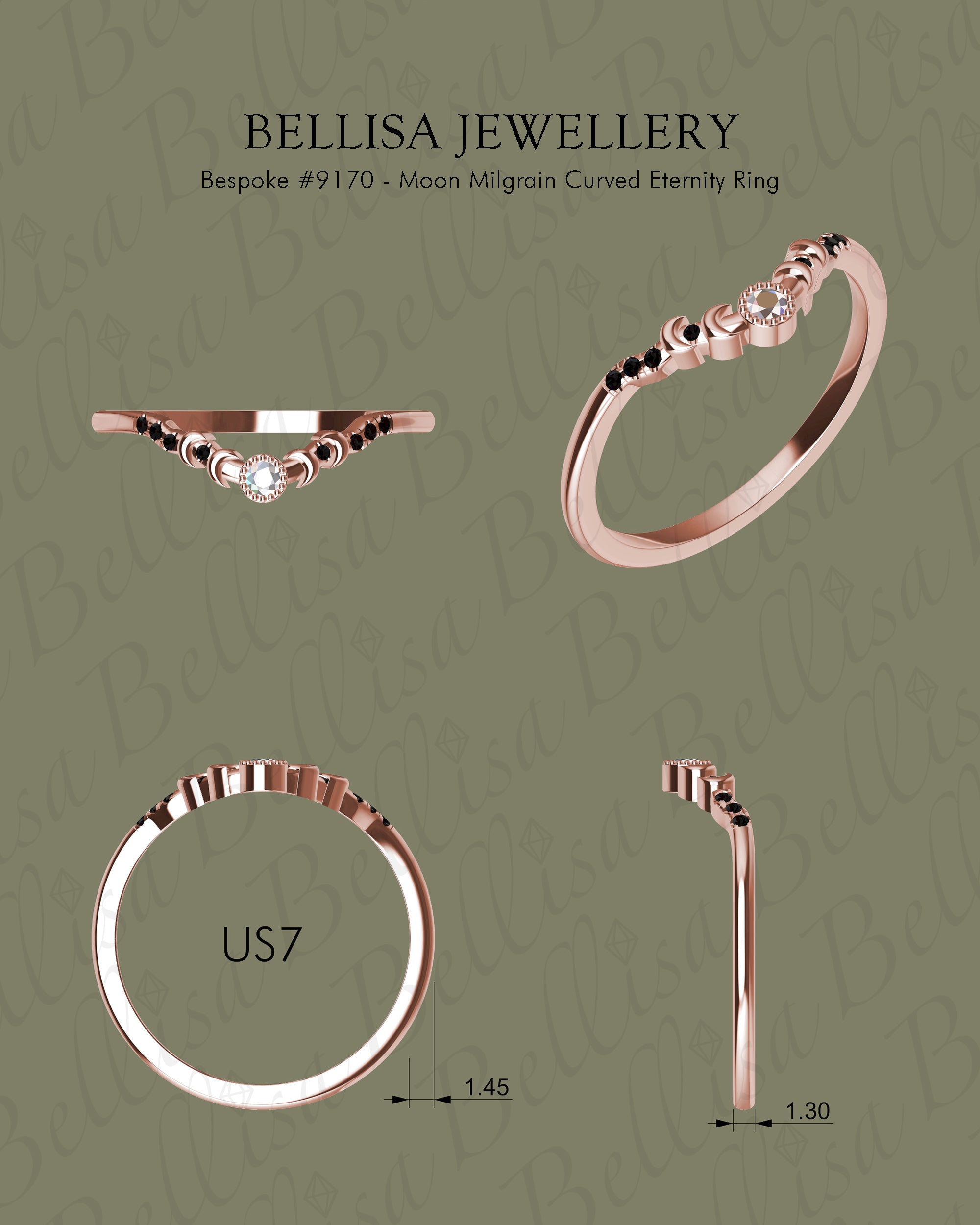 Bespoke #9170 - Custom Matching Ring Set of Whistler Doom Moon Ring