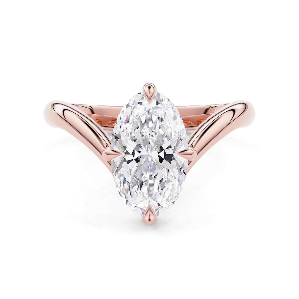 Vela Moval Offset V-Band Solitaire Engagement Ring