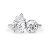 Nous Toi et Moi Pear & Round Engagement Ring, Moissanite/Lab Diamond