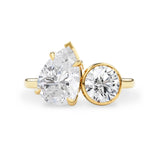 Nous Toi et Moi Pear & Round Engagement Ring, Moissanite/Lab Diamond