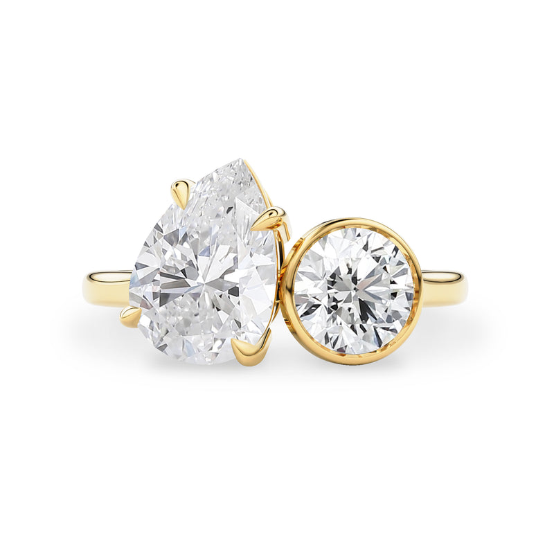 Nous Toi et Moi Pear & Round Engagement Ring, Moissanite/Lab Diamond