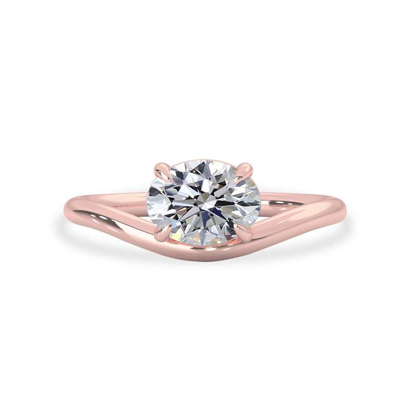 Orla Curved Band Solitaire Engagement Ring, Oval Cut