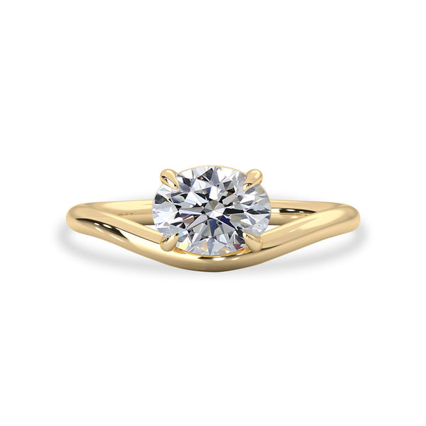 Oval Moissanite Curved Band Solitaire Engagement Ring