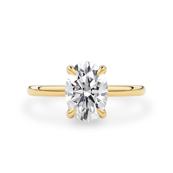 Kamila Oval Pavé Crown Engagement Ring, Moissanite/Lab Grown Diamond