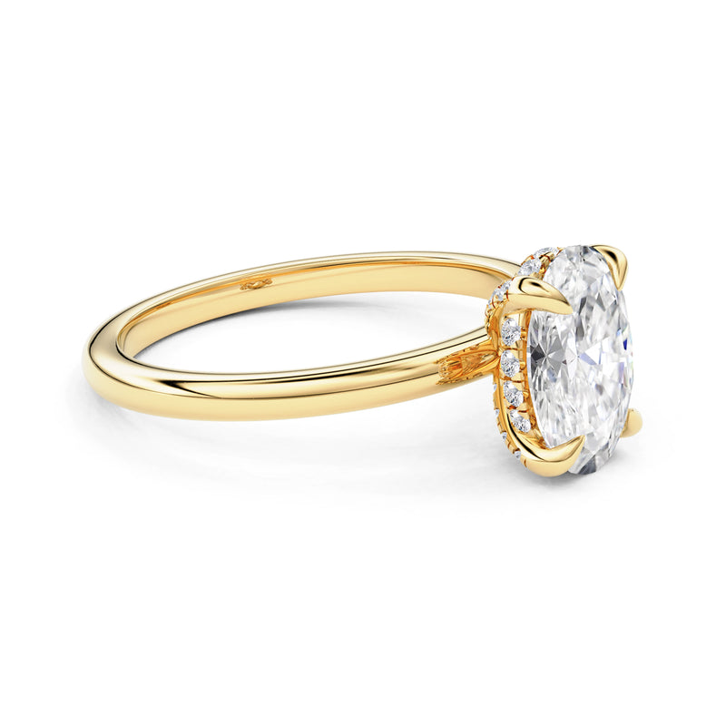 Kamila Oval Pavé Crown Engagement Ring, Moissanite/Lab Grown Diamond