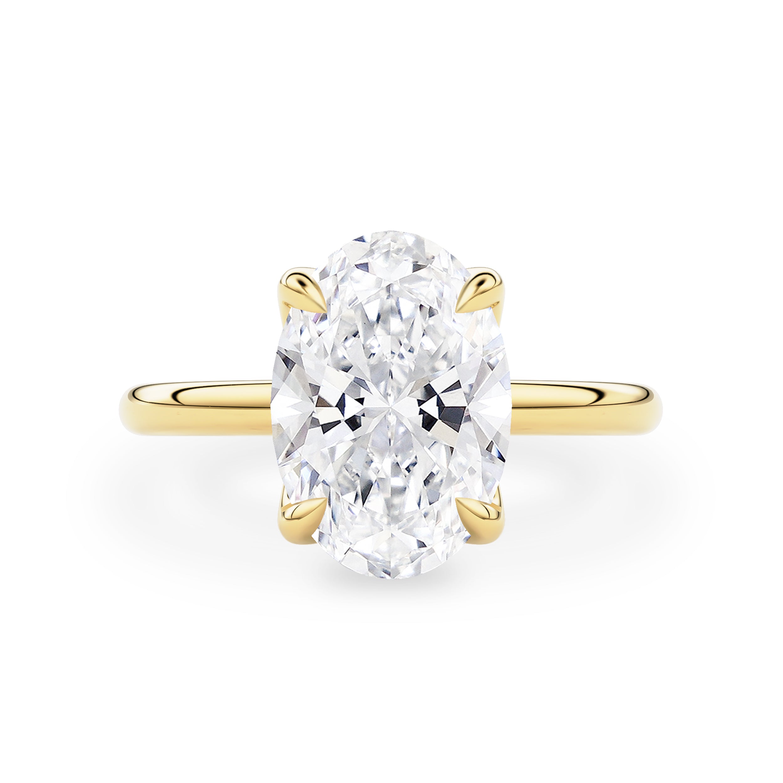 Oval Purity Petal Solitaire Engagement Ring, Moissanite/Lab Grown Diamond