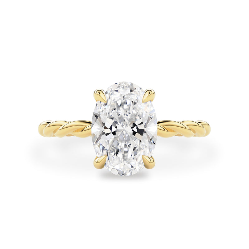 Amara Rope Oval Hidden Halo Engagement Ring, Moissanite/Lab Grown Diamond