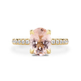 True Promise Oval Morganite Engagement Ring, Pave Accent