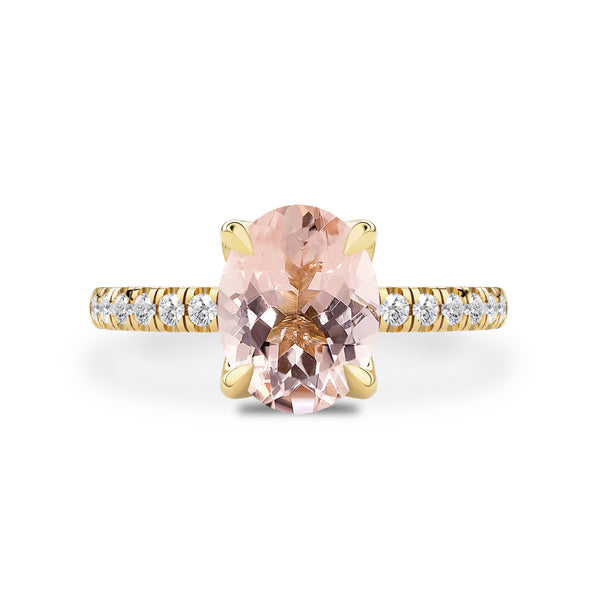 True Promise Oval Morganite Engagement Ring, Pave Accent