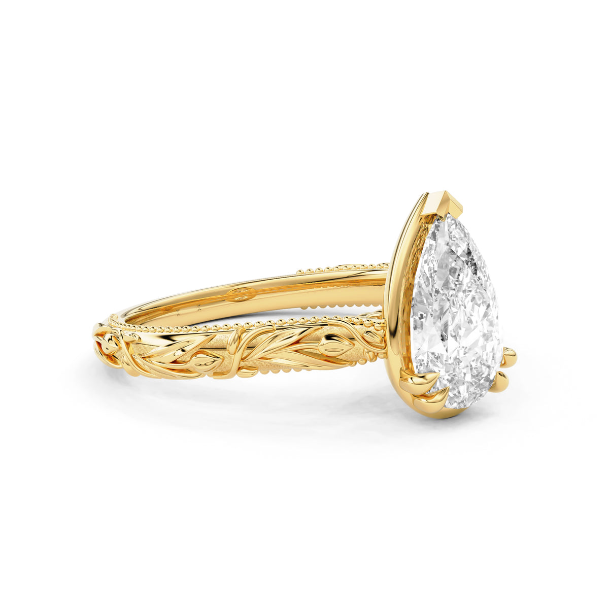 Florienne Pear Tulip Cathedral Engagement Ring