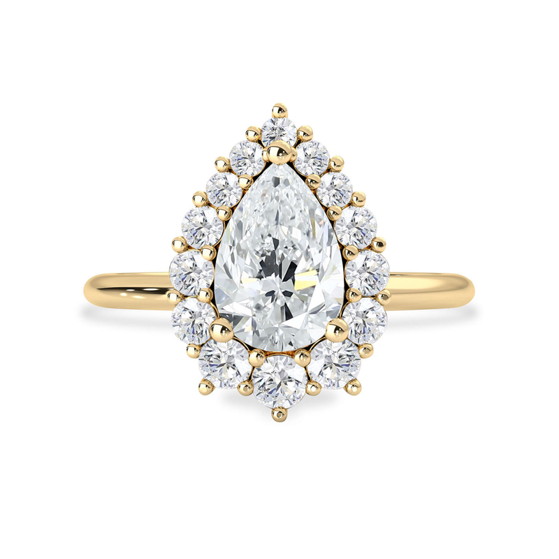 Pola Halo Engagement Ring, Pear With Floral Cluster