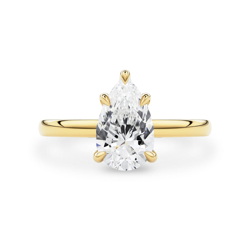 Laura Pear Cut Hidden Halo Engagement Ring, Moissanite/Lab Grown Diamond