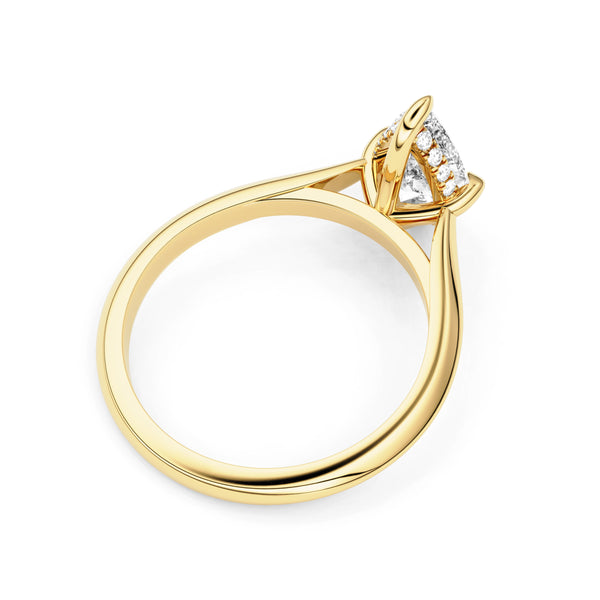 Jodie Compass Pear Hidden Halo Engagement Ring, Moissanite/Lab Diamond