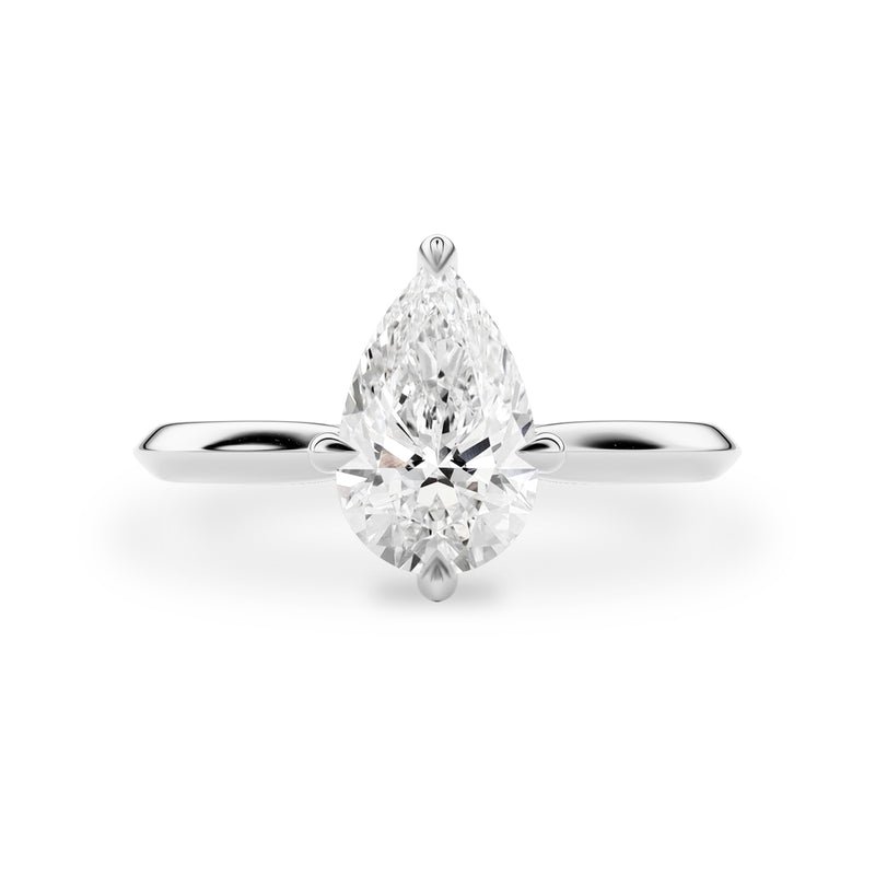 Jodie Compass Pear Hidden Halo Engagement Ring, Moissanite/Lab Diamond