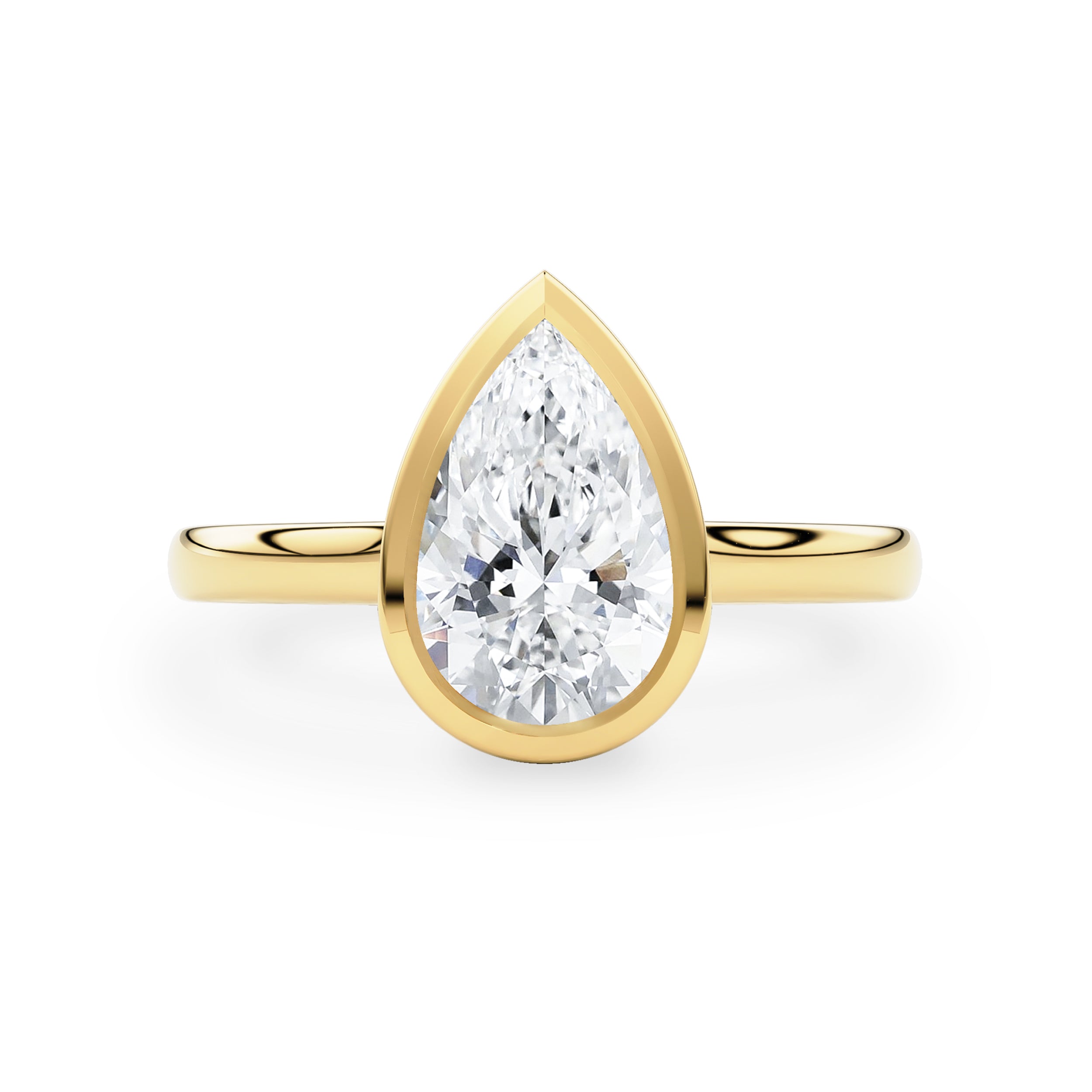 Carmen Pear Cut Bezel Solitaire Engagement Ring