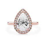 Sophia Pear Halo Cathedral Engagement Ring, Moissanite/Lab Grown Diamond