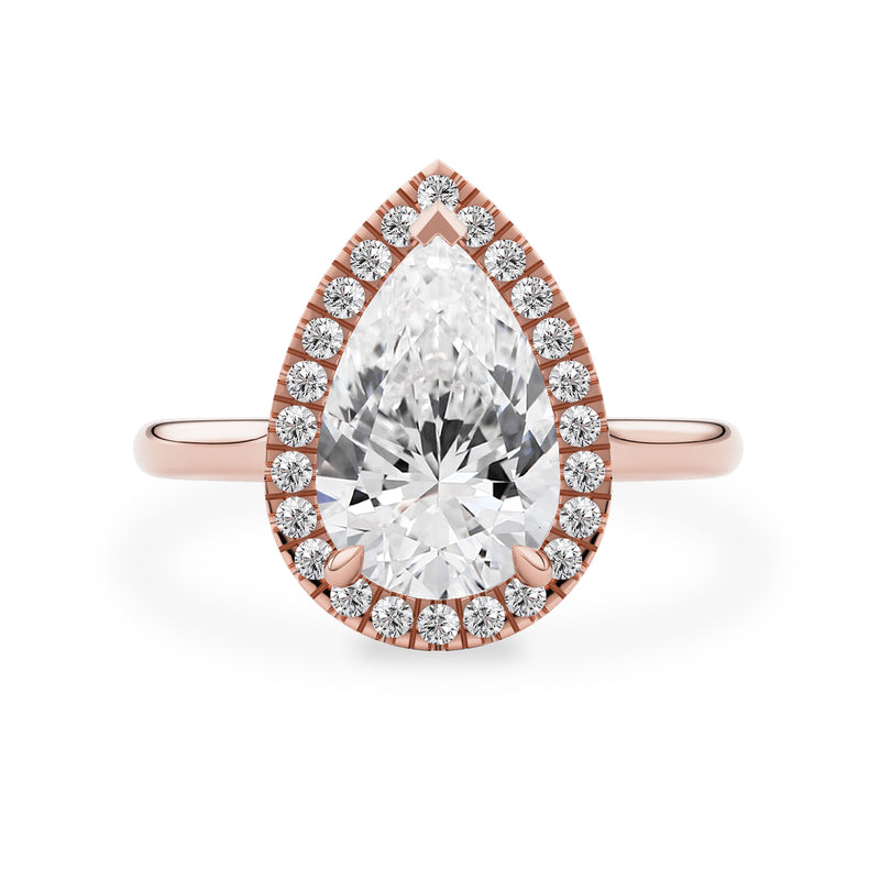 Sophia Pear Halo Cathedral Engagement Ring, Moissanite/Lab Grown Diamond