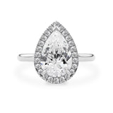 Sophia Pear Halo Cathedral Engagement Ring, Moissanite/Lab Grown Diamond