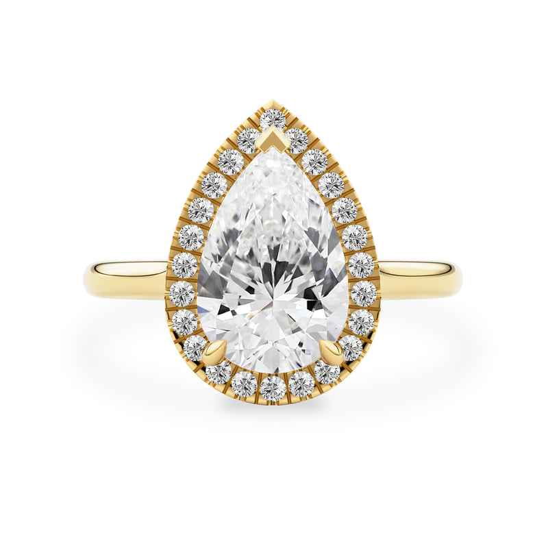 Sophia Pear Halo Cathedral Engagement Ring, Moissanite/Lab Grown Diamond