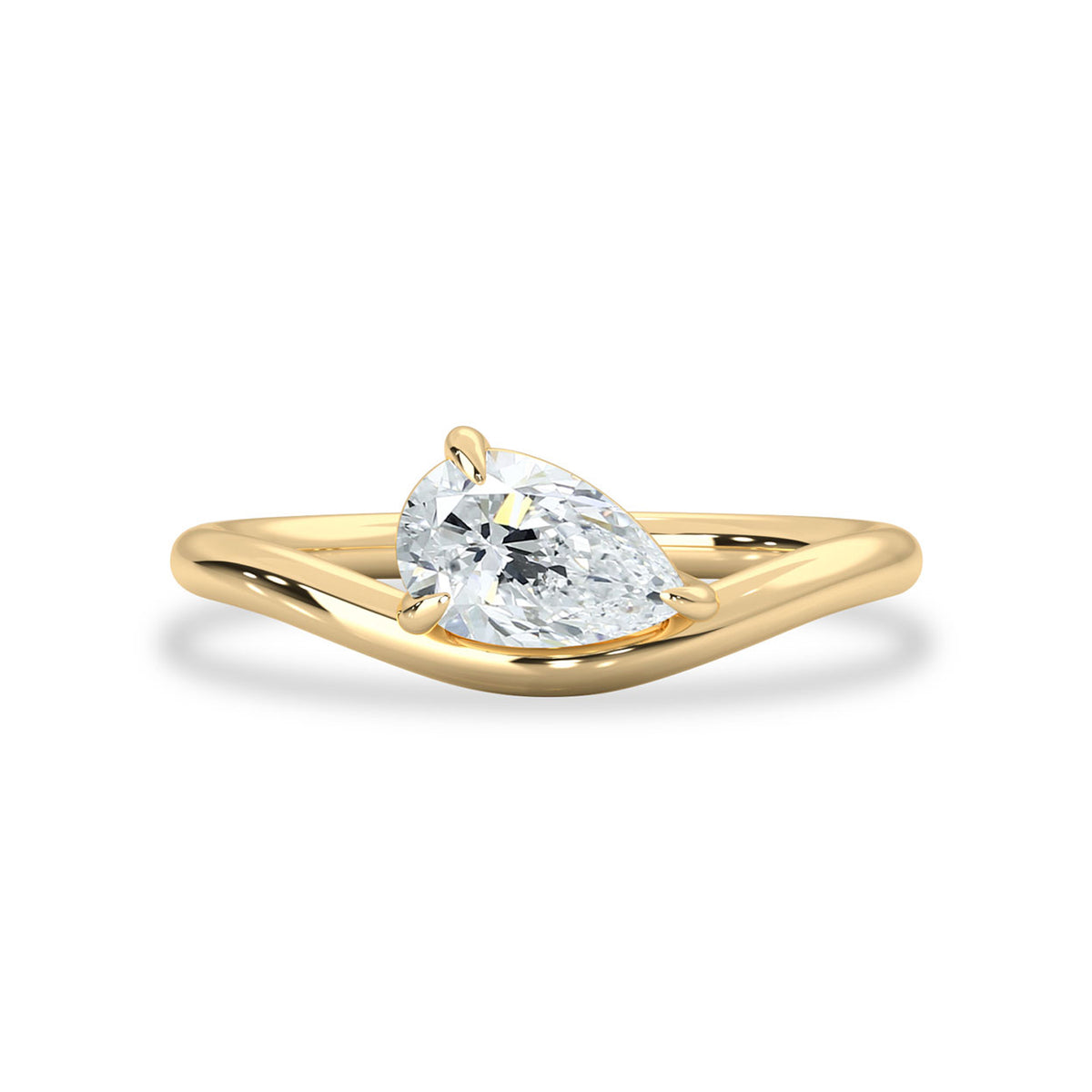 Orla Pear Moissanite/Lab Grown Diamond Curved Band Solitaire