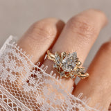 Pear Love Swan Engagement Ring, Pear Cut With Celestial Star