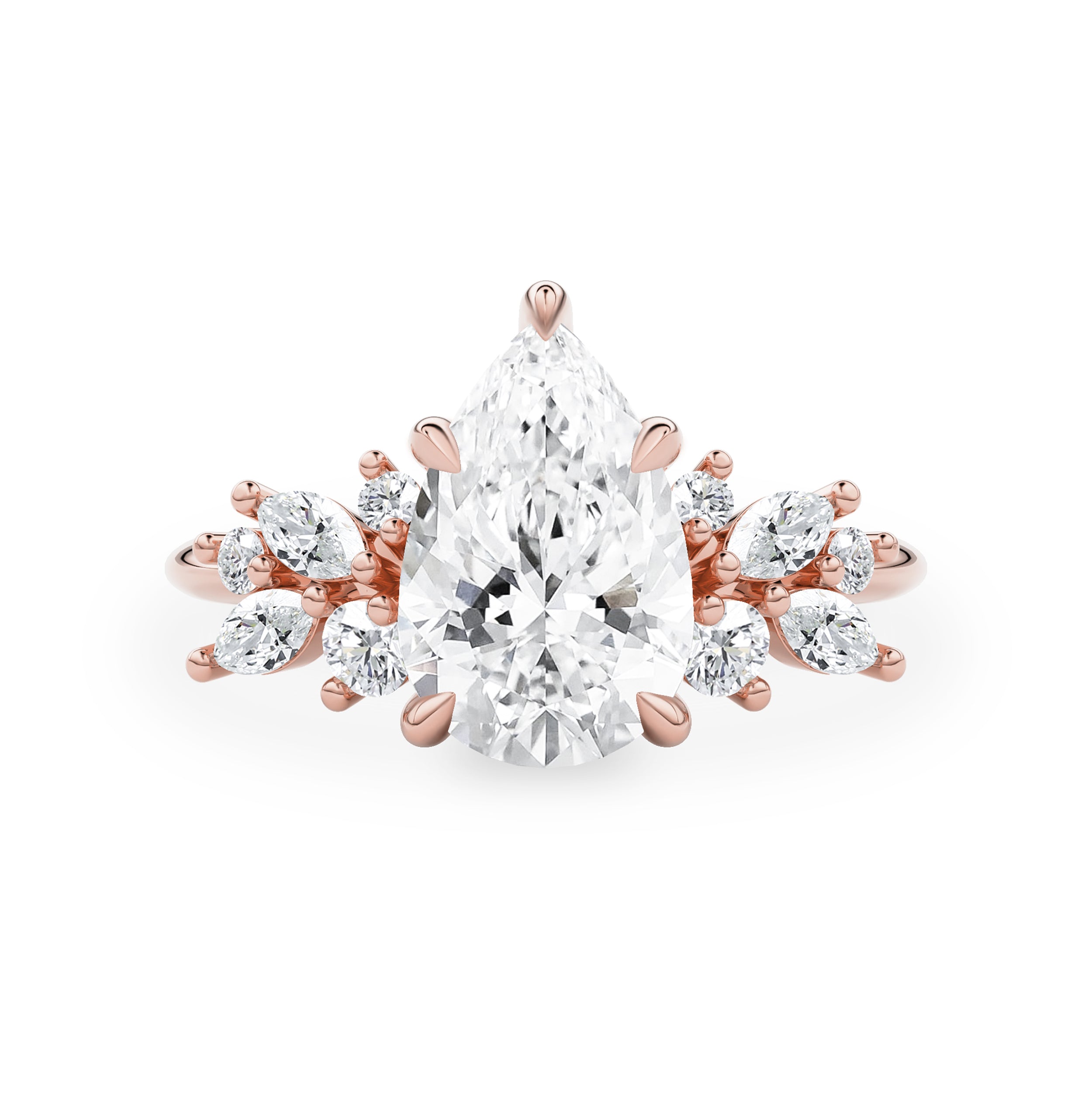 Pear Anna's Dream Cluster Engagement Ring, Pear With Marquise