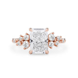 Radiant Cut Elena Cluster Engagement Ring, Moissanite/Lab Grown Diamond