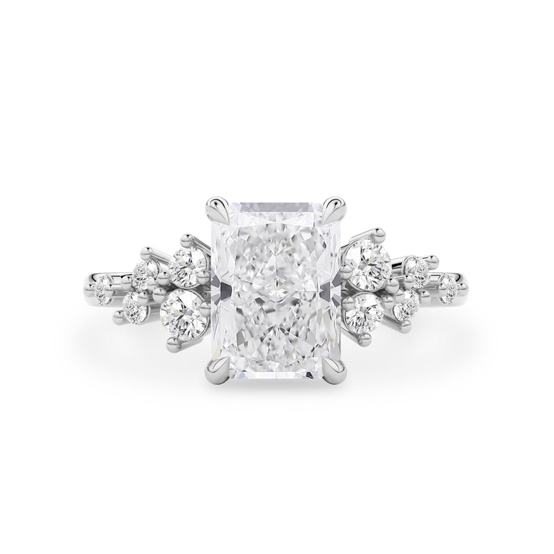 Radiant Cut Elena Cluster Engagement Ring, Moissanite/Lab Grown Diamond