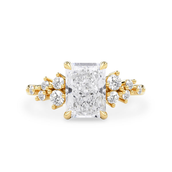 Radiant Cut Elena Cluster Engagement Ring, Moissanite/Lab Grown Diamond